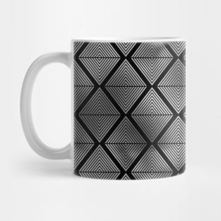 Lined Diamonds in Black and Silver Vintage Faux Foil Art Deco Vintage Foil Pattern Mug